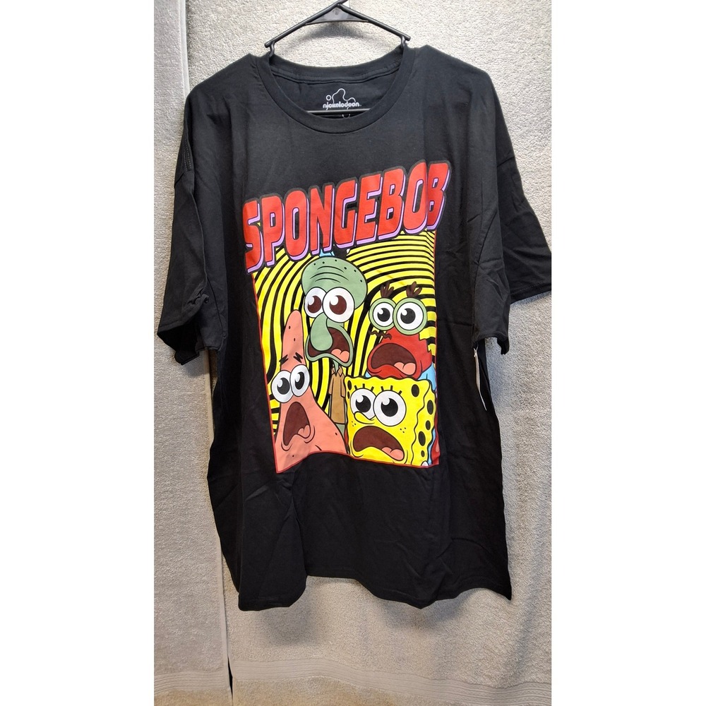 Nickelodeon Spongebob Squarepants Graphic T-Shirt BlackMens 2XL Patrick Star NWT